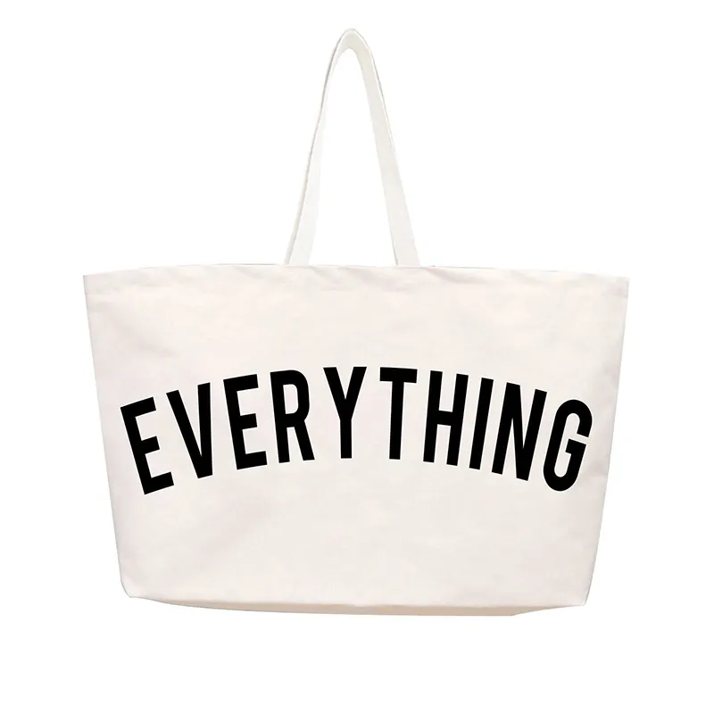 Op maat gemerkt logo, alle oversized 12-ounce katoenen strandboottas, oversized gewone canvas draagtas met ritszak