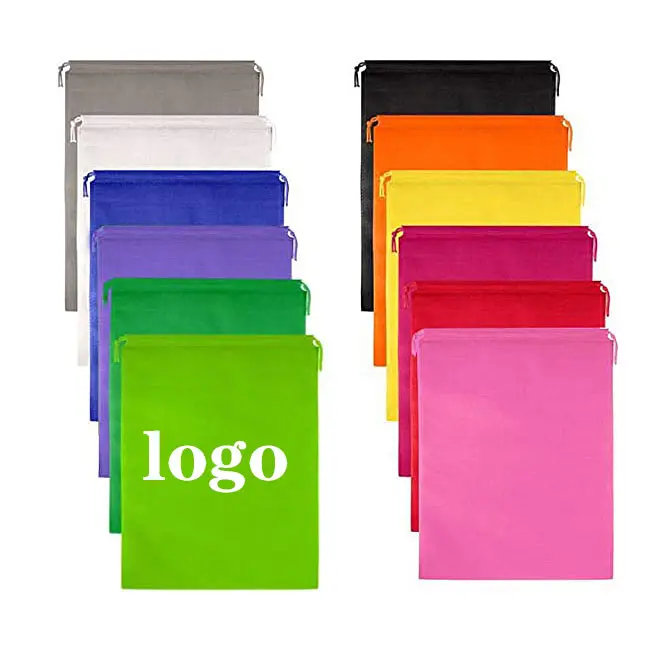 Aangepast logo duurzame reisverpakking kledingschoenen heren en dames trekkoord regenboog niet-geweven stof stofdichte tas