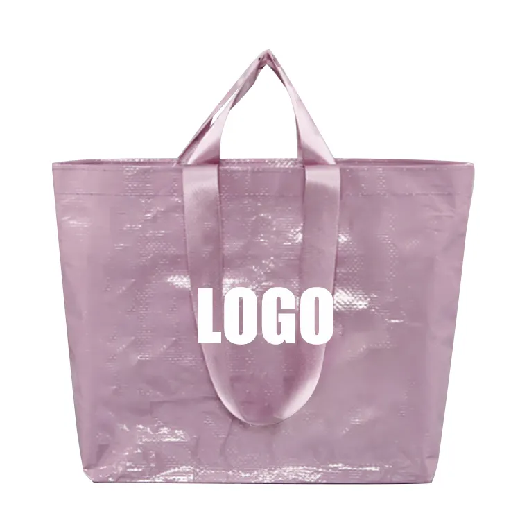 Recyclebare en duurzaam aangepast logo gelamineerd polyethyleen polypropyleen geweven boodschappentassen en handtassen